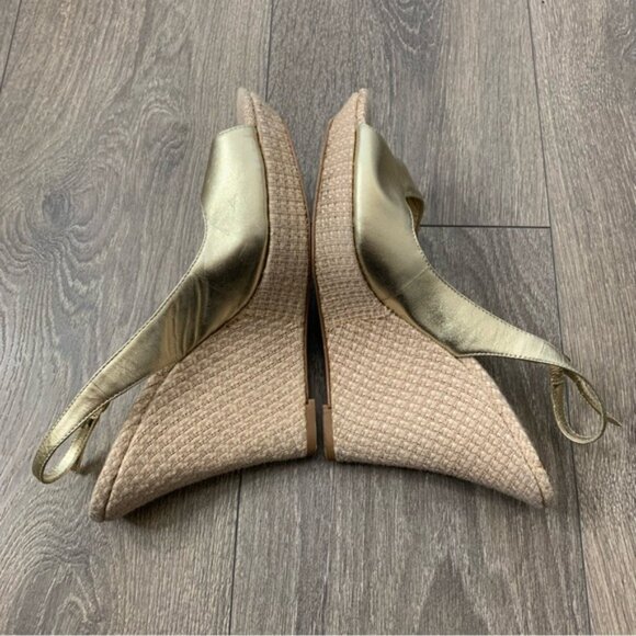 Aldo Women's Wedge Platform Sandals espadrilles Slingback Gold Y2k 2000s Size 9 - Picture 14 of 15